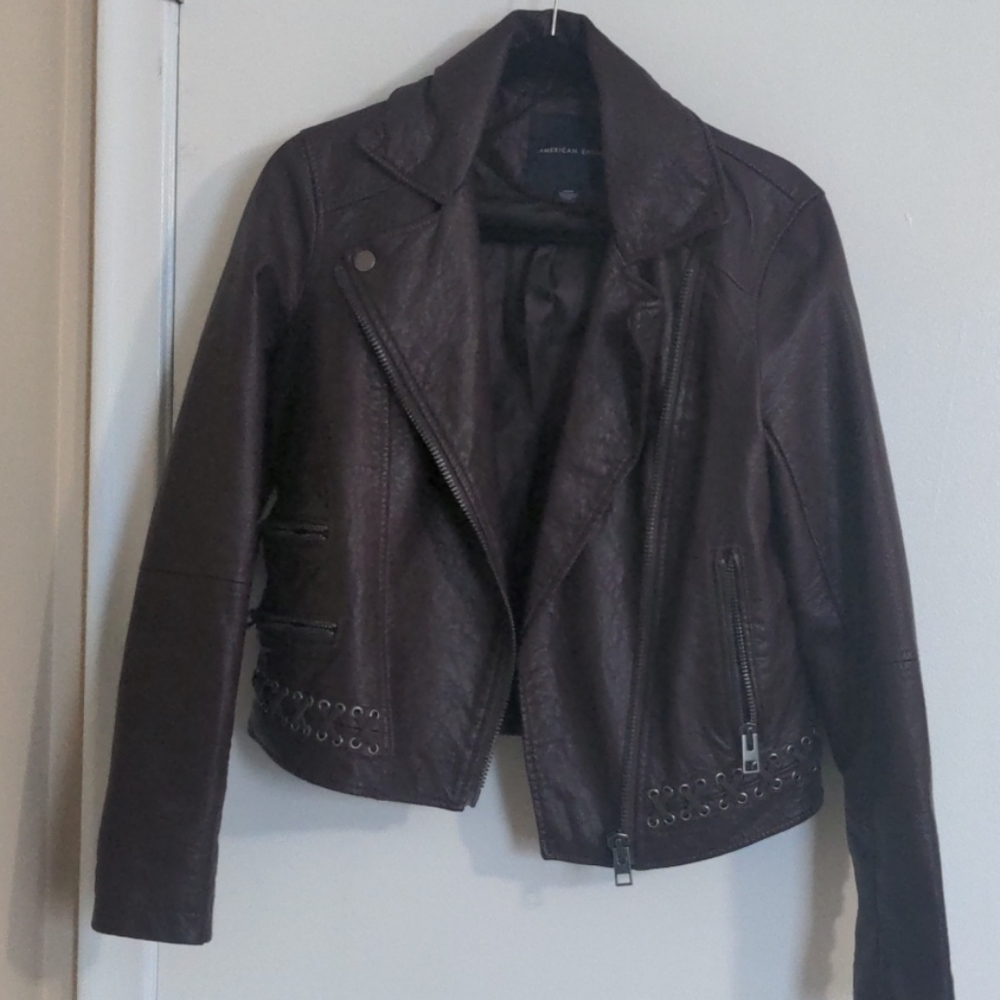 Plum faux leather jacket